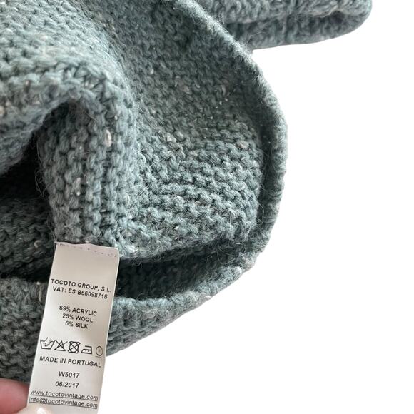 Tocoto Vintage Girls Green Blue Heathered Wool Blend Sweater size 12 Months - Picture 5 of 6